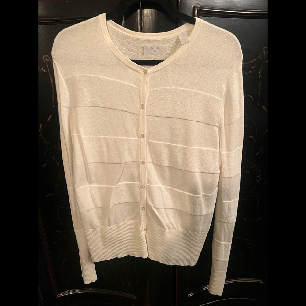 CALLAWAY White Cotton Button Down Golf
Cardigan - XL